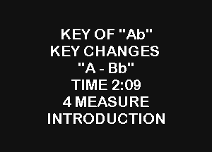 KEYOFAU'
KEYCHANGES
A - Bbll

NMEZQQ
4MEASURE
INTRODUCHON