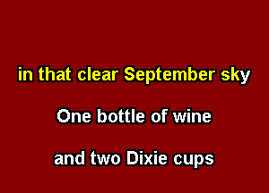 in that clear September sky

One bottle of wine

and two Dixie cups