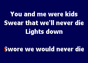 You and me were kids
Swear that we'll never die
Lights down

Swore we would never die