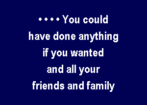 0 0 0 0 You could
have done anything
if you wanted
and all your

friends and family