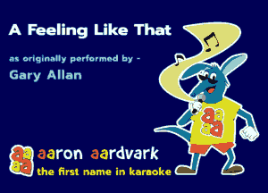 A Feeling Like That

am onqmmlly padormod by -

Gary Allan

g the first name in karaoke