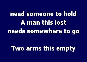 need someone to hold
A man this lost

needs somewhere to go

Two arms this empty