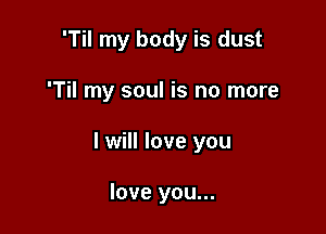 'Til my body is dust

'Til my soul is no more

I will love you

love you...