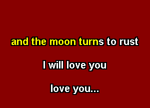 and the moon turns to rust

I will love you

love you...