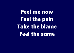 Feel me now
Feel the pain

Take the blame
Feel the same