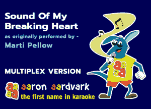 Sound Of My
Breaking Heart

In. originally pellormrd by -

Marti Pellow

Q the first name in karaoke