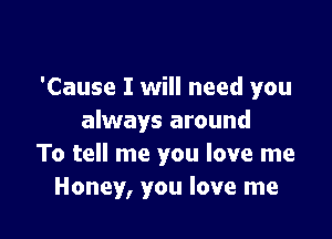 'Cause I will need you

always around
To tell me you love me
Honey, you love me