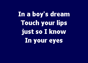 In a boy's dream
Touch your lips

just so I know
In your eyes