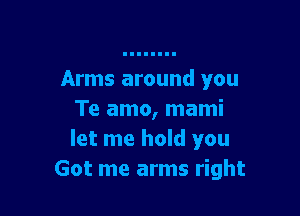 Arms around you

Te amo, mami
let me hold you
Got me arms right