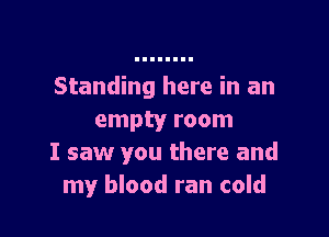 Standing here in an

empty room
I saw you there and
my blood ran cold