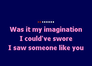 Was it my imagination

I could've swore
I saw someone like you