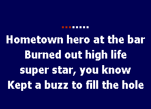 Hometown hero at the bar
Burned out high life
super star, you know
Kept a buzz to fill the hole