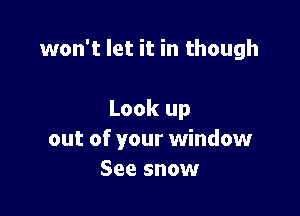 won't let it in though

Look up
out of your window
See snow