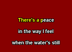 There's a peace

in the way I feel

when the water's still