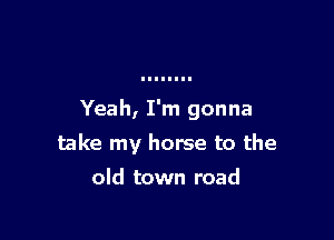 Yeah, I'm gonna

take my horse to the

old town road