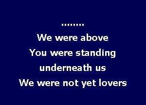 We were above
You were standing
underneath us

We were not yet lovers