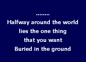 Halfway around the world

lies the one thing

that you want
Buried in the ground
