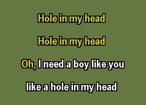 Hole in my head

Hole in my head

Oh, I need a boy like you

like a hole in my head
