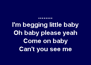 I'm begging little baby

Oh baby please yeah
Come on baby
Can't you see me