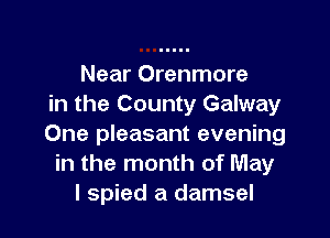 Near Orenmore
in the County Galway

One pleasant evening
in the month of May
I spied a damsel