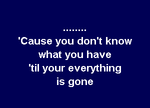 'Cause you don't know

what you have
'til your everything
is gone