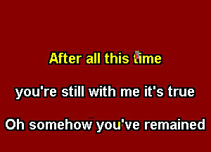 After all this Pime

you're still with me it's true

Oh somehow you've remained