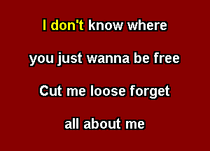 I don't know where

you just wanna be free

Cut me loose forget

all about me