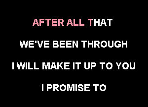 AFTER ALL THAT

WE'VE BEEN THROUGH

I WILL MAKE IT UP TO YOU

I PROMISE T0