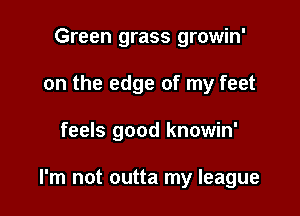 Green grass growin'
on the edge of my feet

feels good knowin'

I'm not outta my league