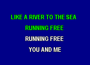 LIKE A RIVER TO THE SEA
RUNNING FREE

RUNNING FREE
YOU AND ME