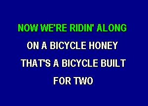 NOW WE'RE RIDIN' ALONG
ON A BICYCLE HONEY
THAT'S A BICYCLE BUILT
FOR TWO