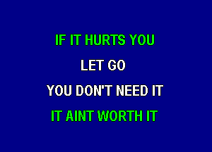 IF IT HURTS YOU
LET GO

YOU DON'T NEED IT
IT AINT WORTH IT