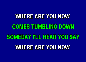 WHERE ARE YOU NOW
COMES TUMBLING DOWN
SOMEDAY I'LL HEAR YOU SAY
WHERE ARE YOU NOW