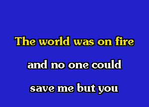 The world was on fire

and no one could

save me but you