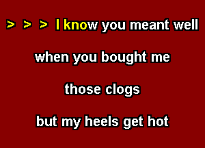 tv t? n, lknow you meant well
when you bought me

those clogs

but my heels get hot