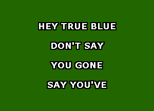 HEY TRUE BLUE

DON'T SAY

YOU GONE

SAY YOU'VE