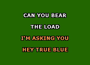 CAN YOU BEAR

THE LOAD

I'M ASKING YOU

HEY TRUE BLUE