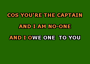 COS YOU'RE THE CAPTAIN

AND I AM NO-ONE

AND I OWE ONE TO YOU