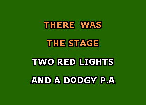 THERE WAS
THE STAGE

TWO RED LIGHTS

AND A DODGY P.A