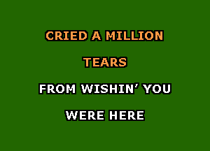 CRIED A MILLION

TEARS

FROM WISHIN' YOU

WERE HERE