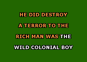 HE DID DESTROY
A TERROR TO THE

RICH MAN WAS THE

WILD COLONIAL BOY

g