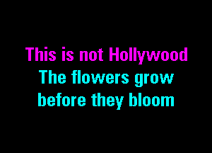 This is not Hollywood

The flowers grow
before they bloom
