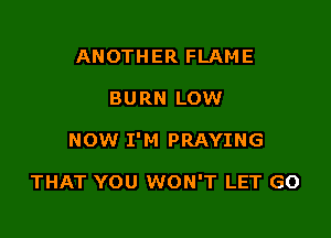 ANOTHER FLAME

BURN LOW

NOW I'M PRAYING

THAT YOU WON'T LET GO
