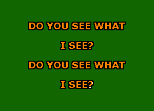 DO YOU SEE WHAT
I SEE?

DO YOU SEE WHAT

I SEE?