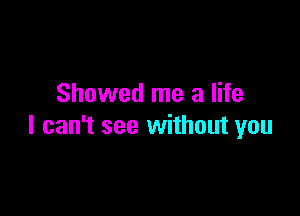 Showed me a life

I can't see without you