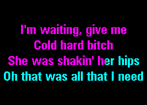 I'm waiting, give me
Cold hard hitch
She was shakin' her hips
Oh that was all that I need