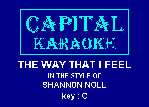 THE WAY THAT I FEEL

IN THE STYLE 0F
SHANNON NOLL

kein