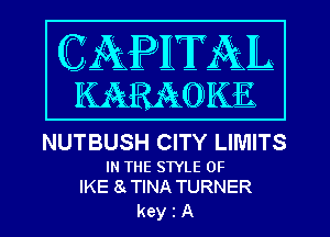 NUTBUSH CITY LIMITS

IN THE STYLE 0F
IKE 8 TINA TURNER

keyiA