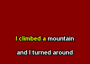 I climbed a mountain

and I turned around