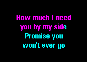 How much I need
you by my side

Promise you
won't ever go